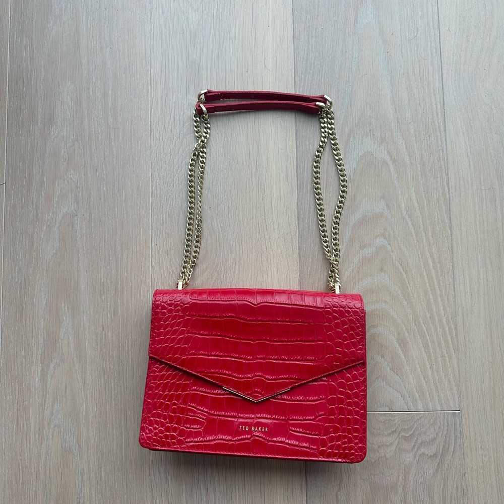 Ted Baker Red Croc-Effect Crossbody Bag